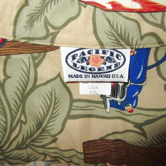 Vtg Pacific Legend Hawaiian Camp Shirt Mens 4XL Button Up Woody Surf Board USA - Picture 5 of 10